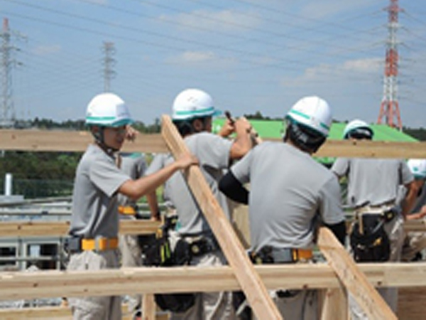 Practical training in construction of a house
