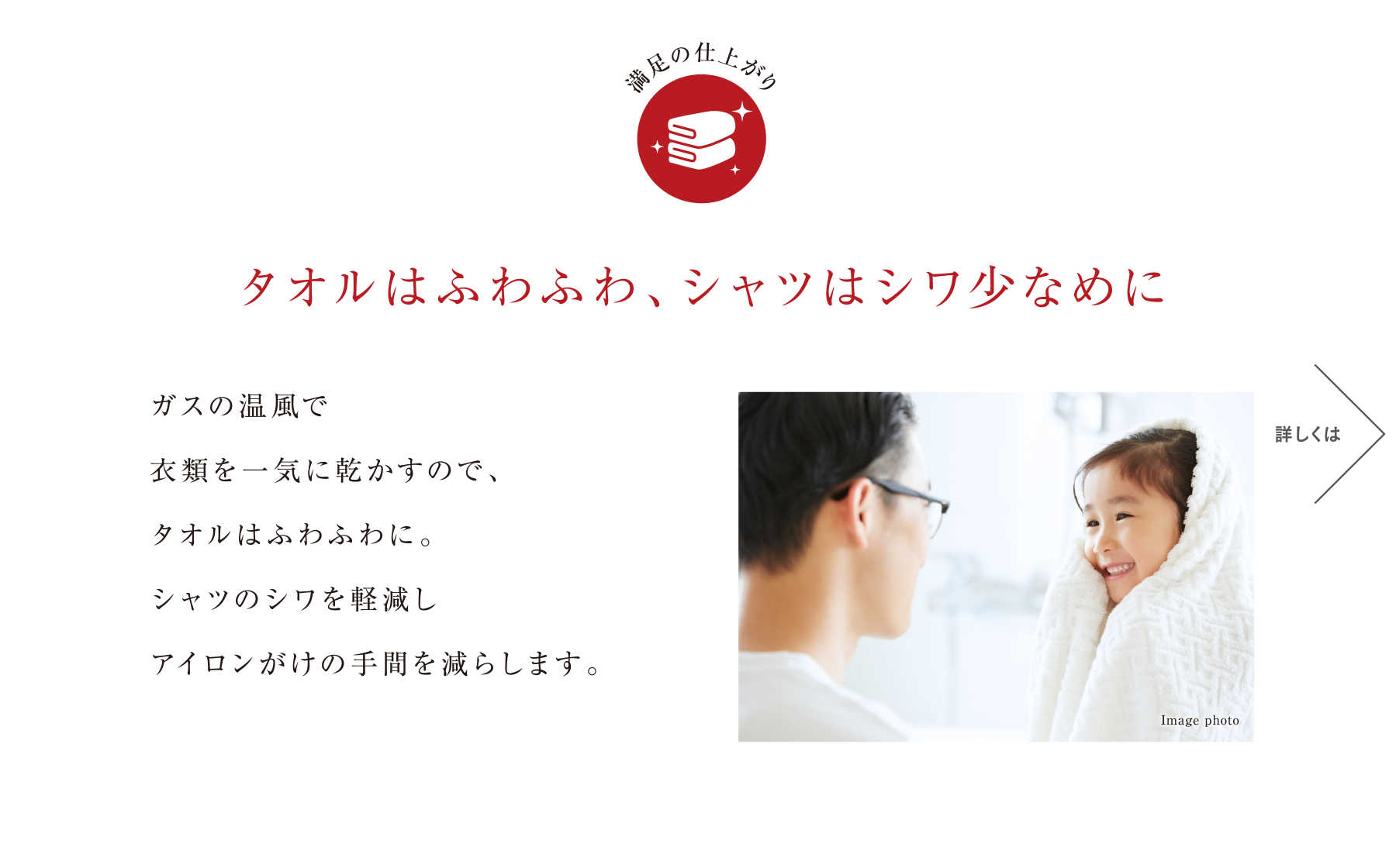 タオルはふわふわ、シャツはシワ少なめに