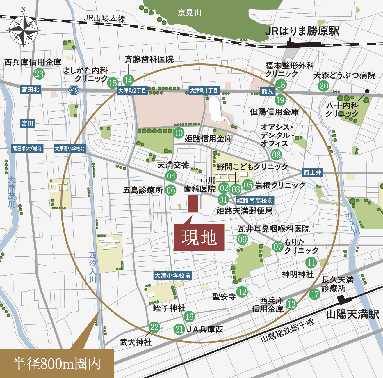 暮らしに欠かせない医療施設や金融機関、公共施設も生活圏内に揃っています