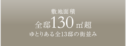 敷地面積全邸130㎡超ゆとりある全13邸の街並み