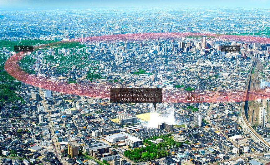 ※掲載の現地周辺航空写真は2018年6月に撮影したものに一部CG加工を施しています。現地の位置を表現した光は建物の規模や高さを表すものではありません。