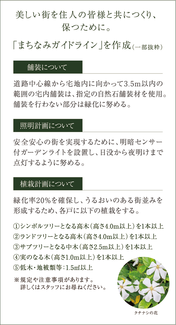 美しい街を住人の皆様と共につくり、保つために。「まちなみガイドライン」を作成
