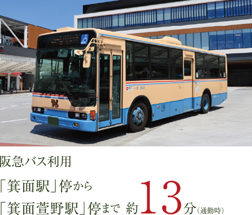 阪急バス利用 「箕面駅」停から「箕面萱野駅」停まで13分（通勤時）