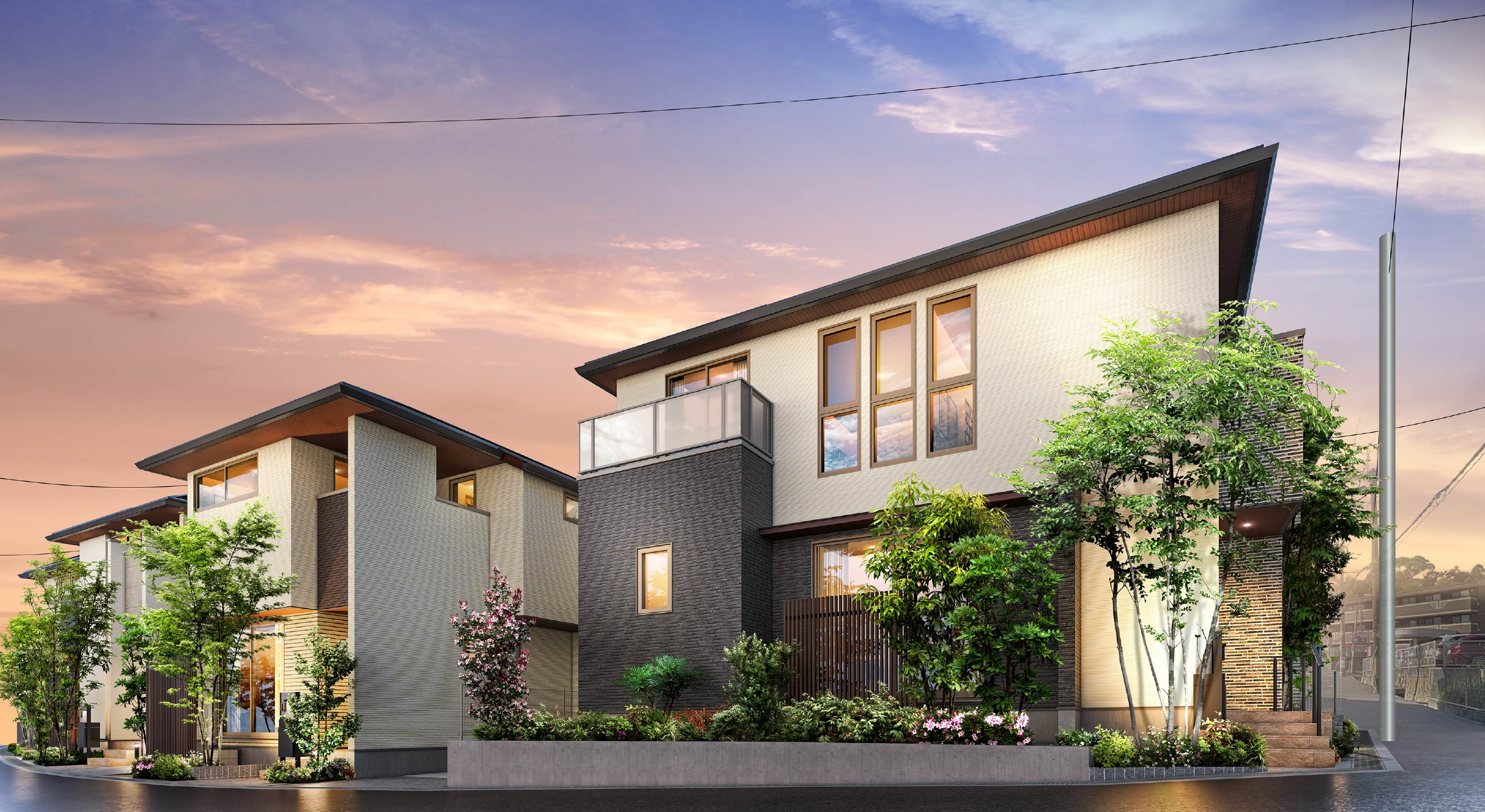 街並み完成予想図（左から9,10,1号棟）