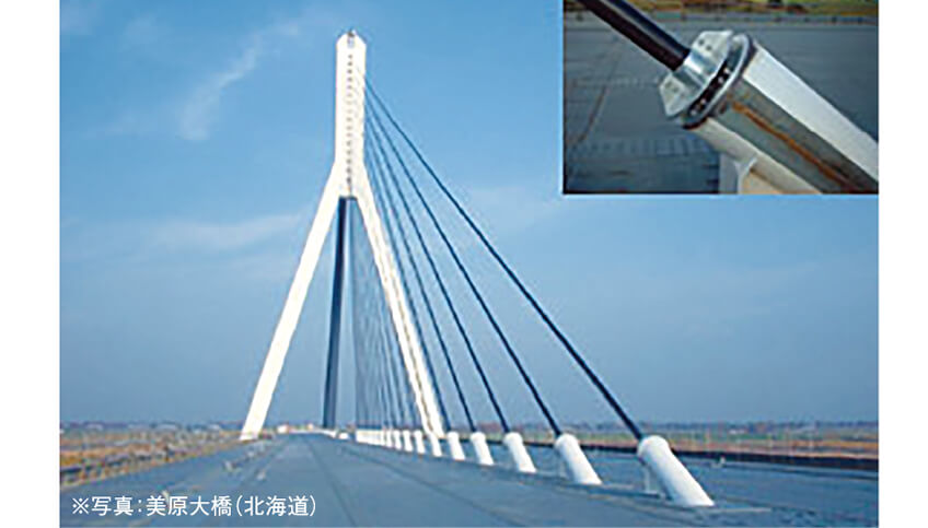 「高剛性・高減衰ゴム」は、大きな橋や超高層ビルにも採用されています。