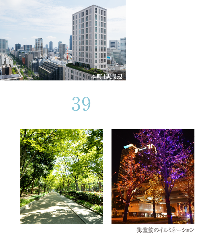大阪のビジネス街である本町。カフェや名店も集う、働く人で賑わう都市の中心。近鉄奈良線+近鉄けいはんな線「本町」駅39分※「生駒」駅で近鉄けいはんな線に乗り換えの場合