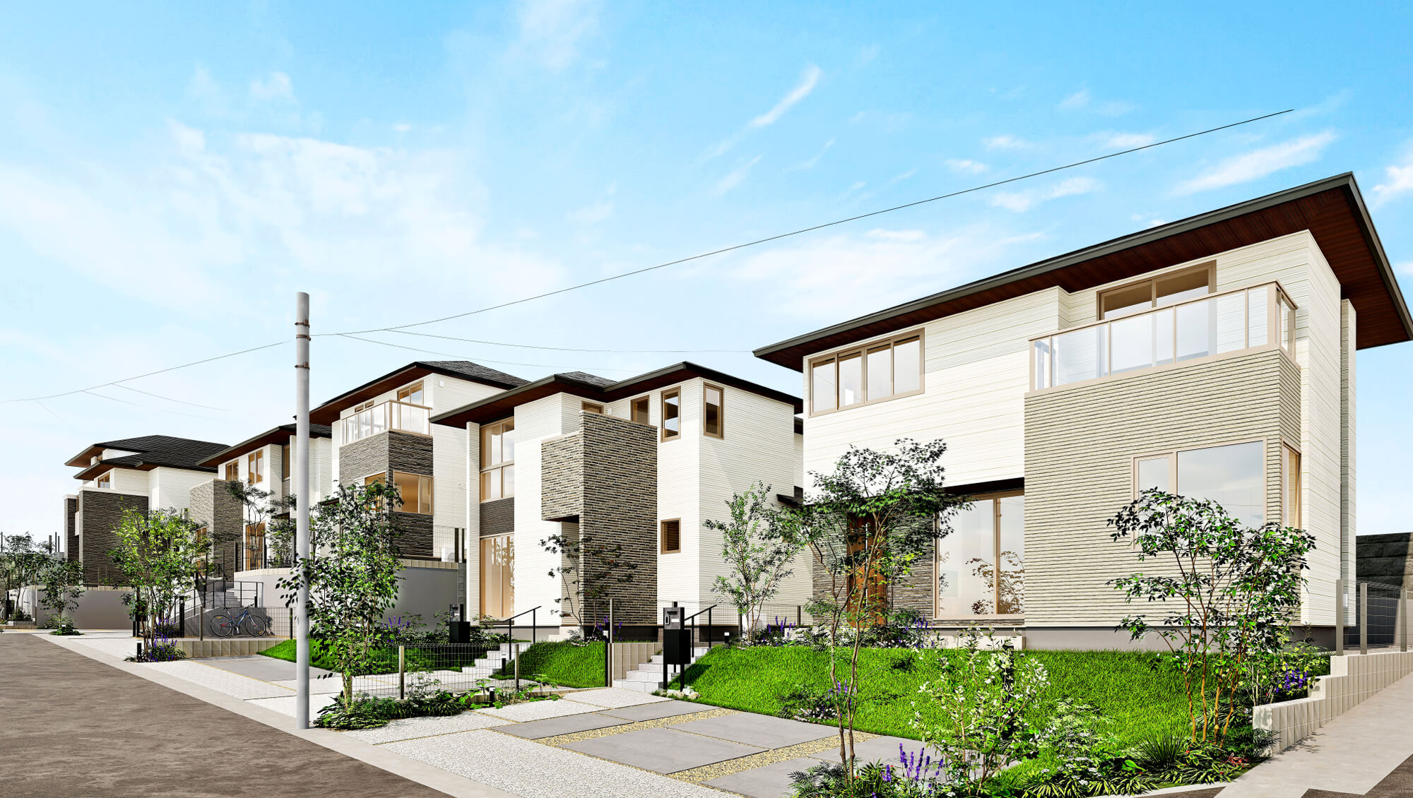 街並み完成予想図（左から2、3、4、5、6号棟）