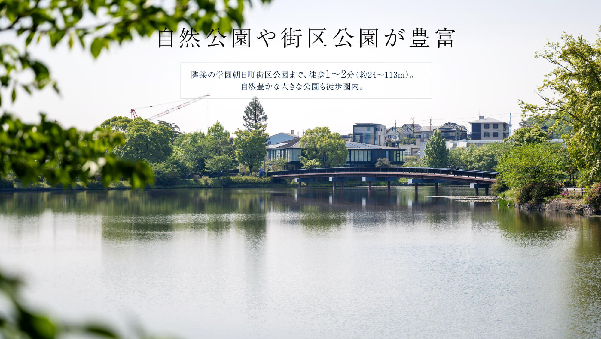 2025年4月撮影 いろどりの森公園 あやめ池にかかるさつきばし 徒歩13～14分（約1,014～1,103m）