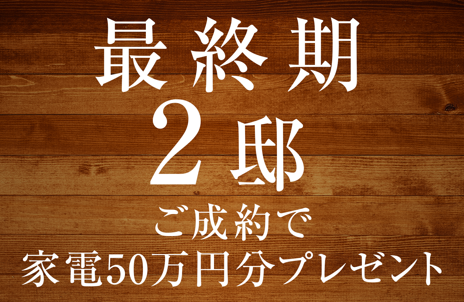 最終期2邸 家具付分譲or家電50万円分