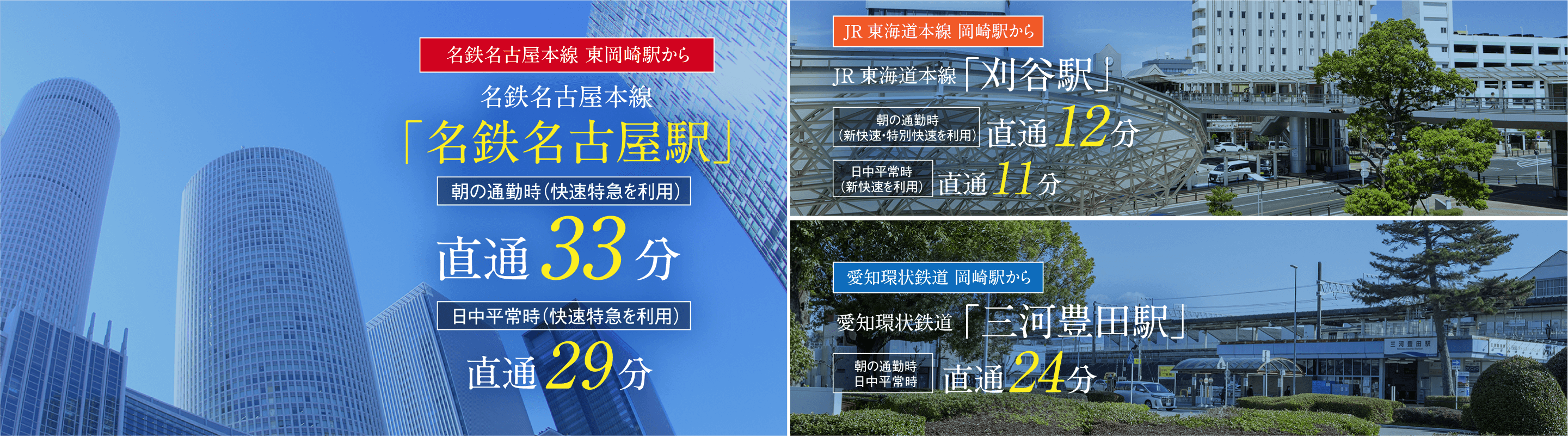 名鉄名古屋本線 東岡崎駅から名鉄名古屋本線「名鉄名古屋駅」朝の通勤時（快速特急を利用）直通33分