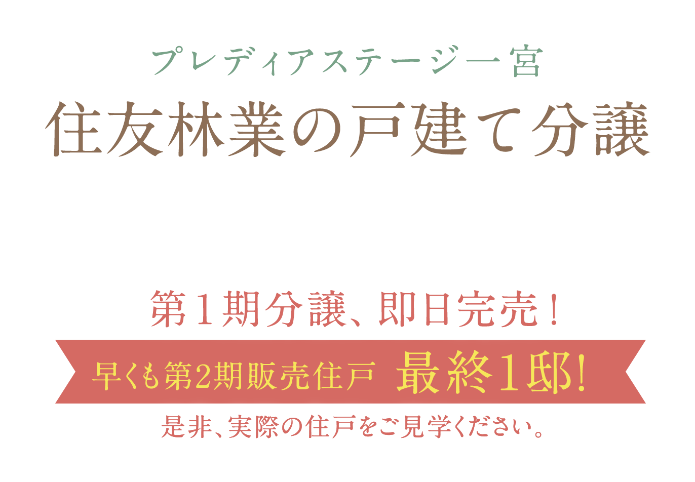 早くも第2期販売住戸　最終1邸