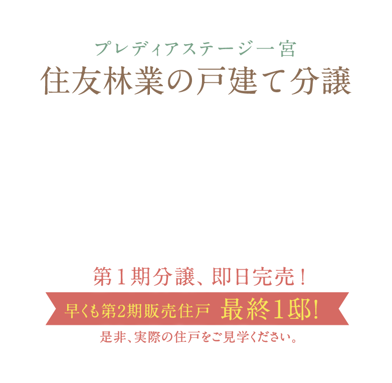 早くも第2期販売住戸　最終1邸