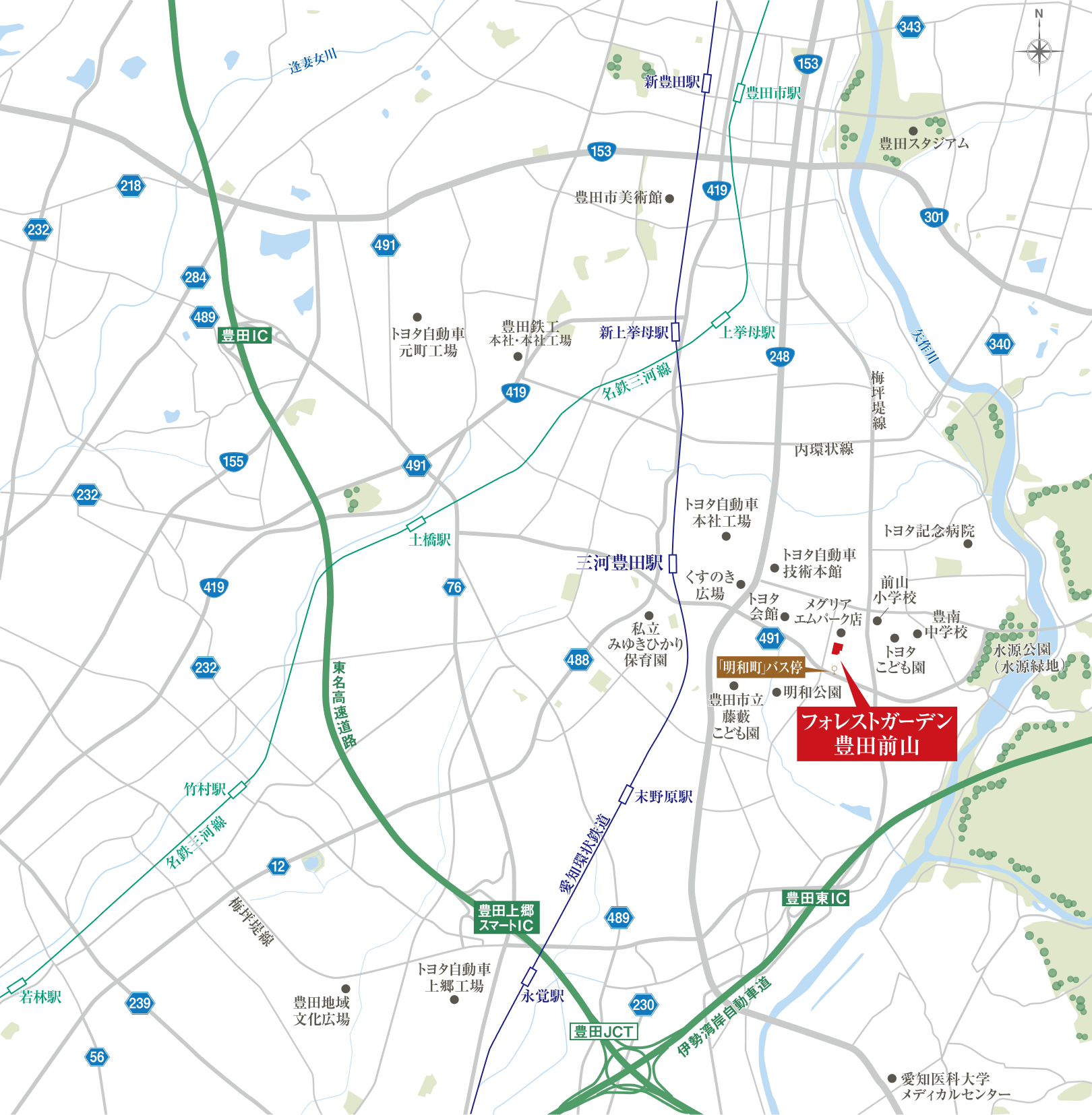 フォレストガーデン豊田前山の地図