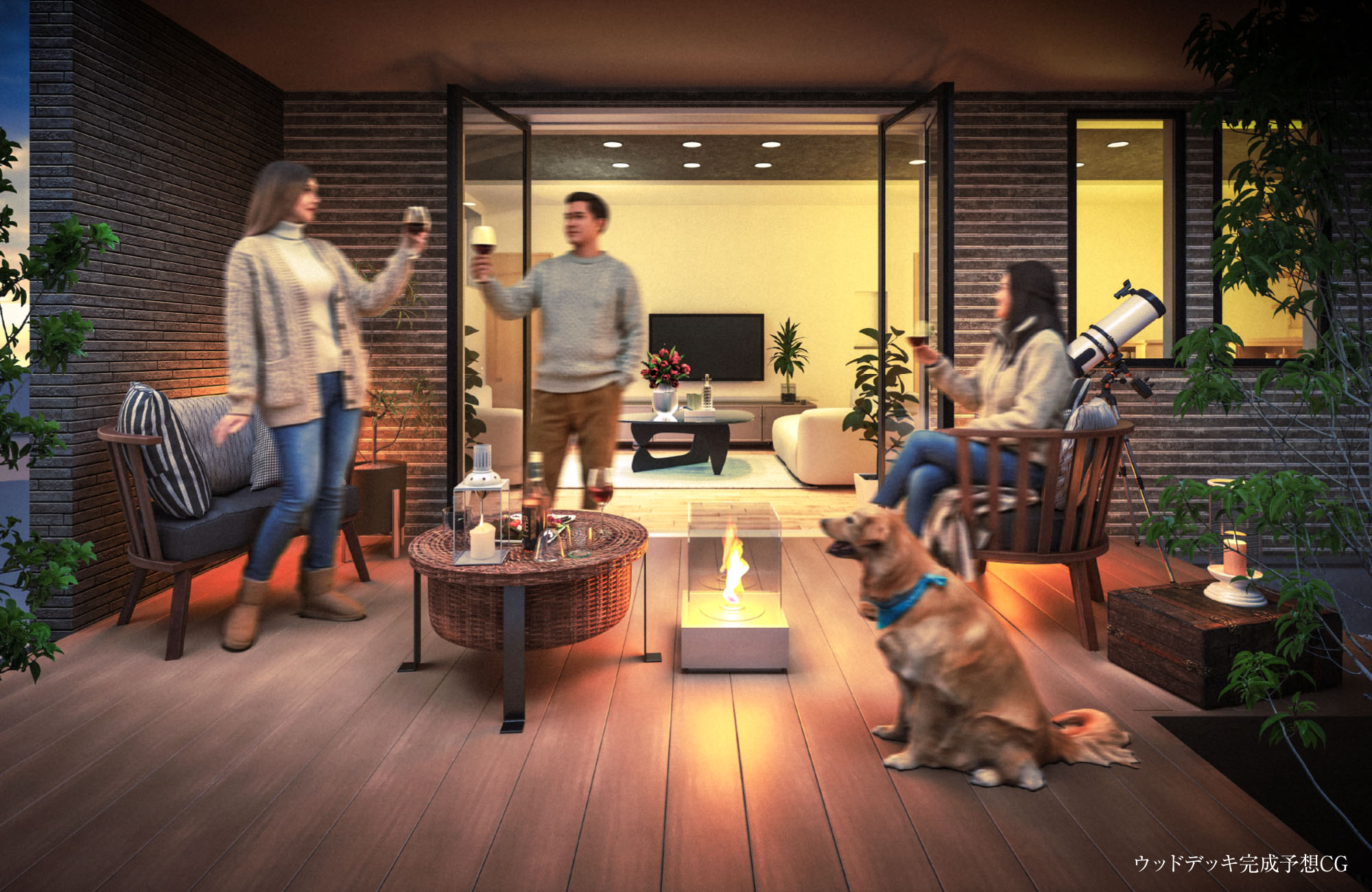 ウッドデッキ完成予想CG