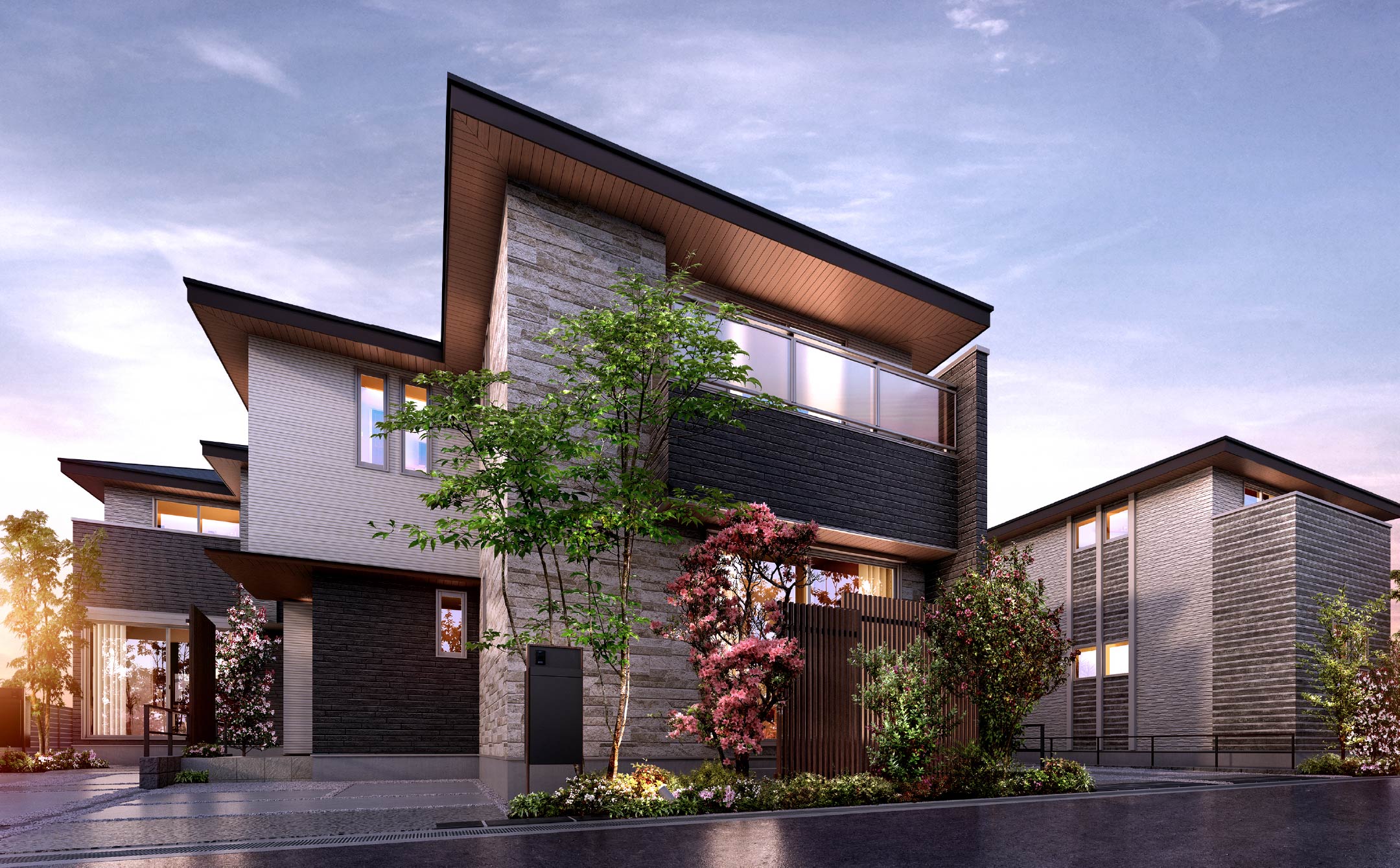 街並み完成予想図（左から1、2、5号棟）