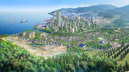 Image of 'Timberized Eco City' (Created by Tsukuba Research Institute)