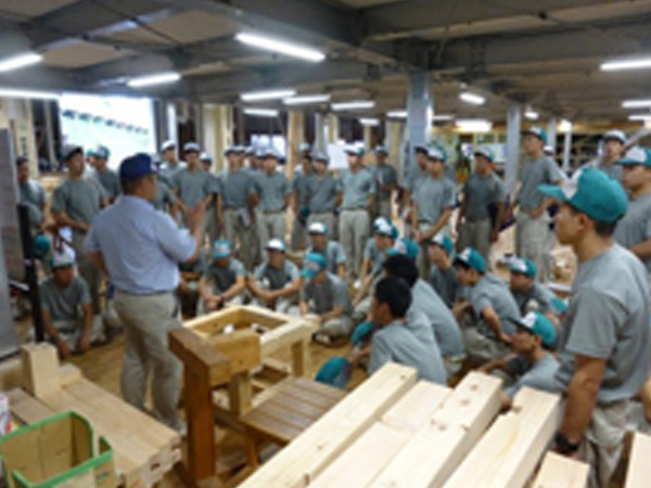 Practical training in construction of a house