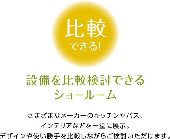 比較できる！設備を比較検討できるショールーム