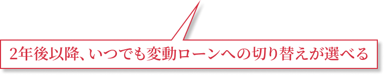 2年後以降、いつでも変動ローンへの切り替えが選べる