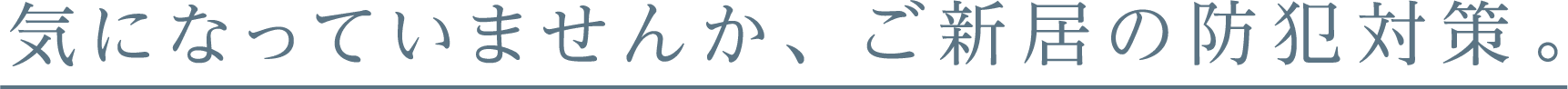 気になっていませんか、ご新居の防犯対策。