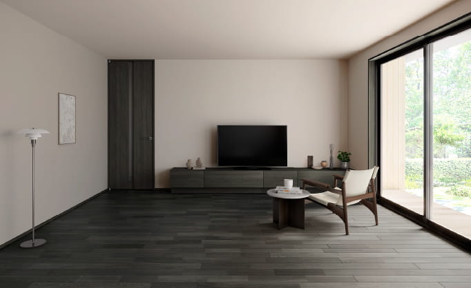 床 オークブラック×建具 ブラックグレイン