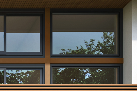 木調の窓モールで温かみのある表情に。イメージ