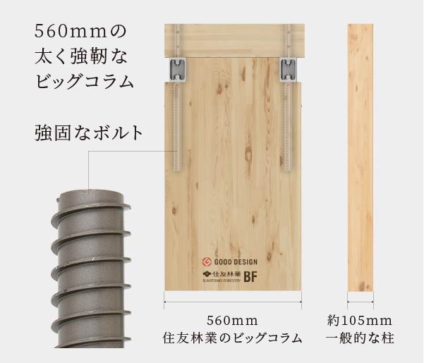 560mmの太く強靭なビッグコラムのイメージ