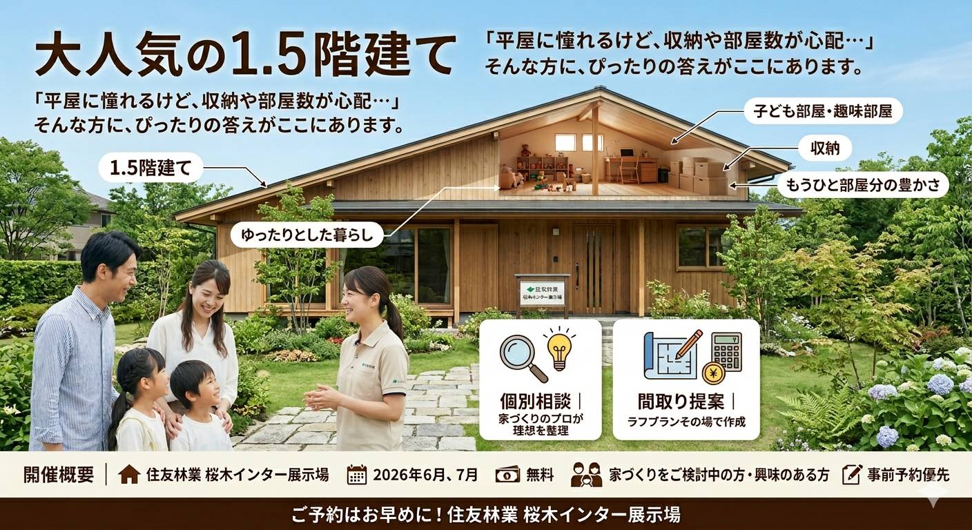 「平屋＋αの暮らし体感フェア　～1.5階の魔法～」
