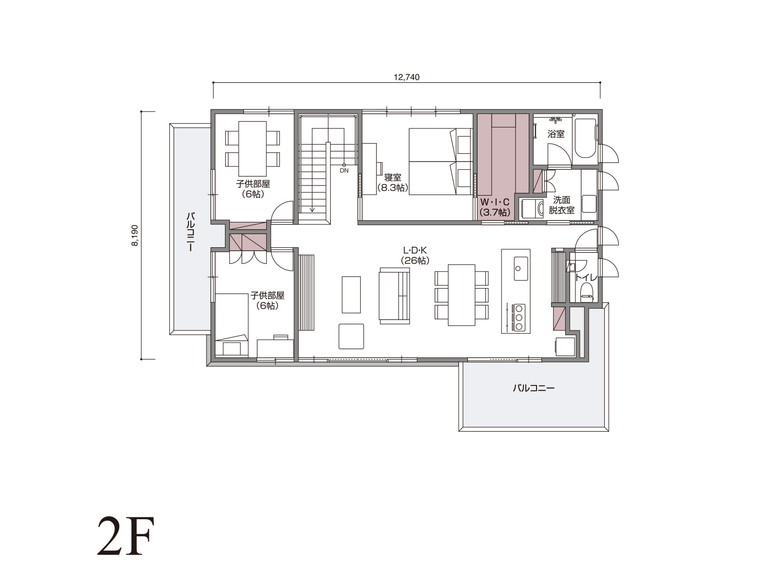 【松江】の間取り2F