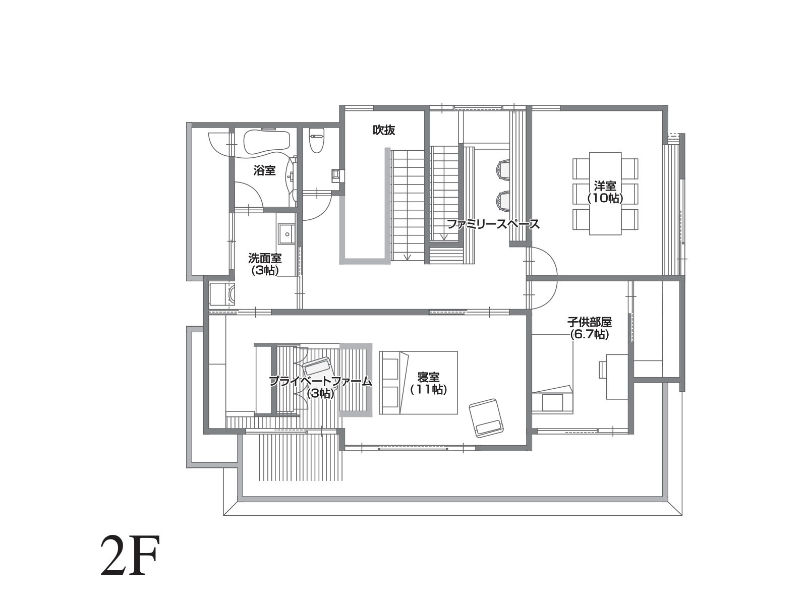 【ｵｰｸﾗﾗﾝﾄﾞ】の間取り2F