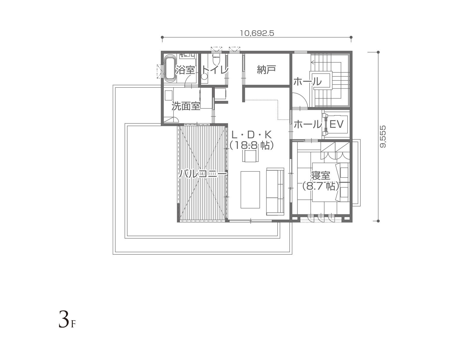 【錦糸町】の間取り3F
