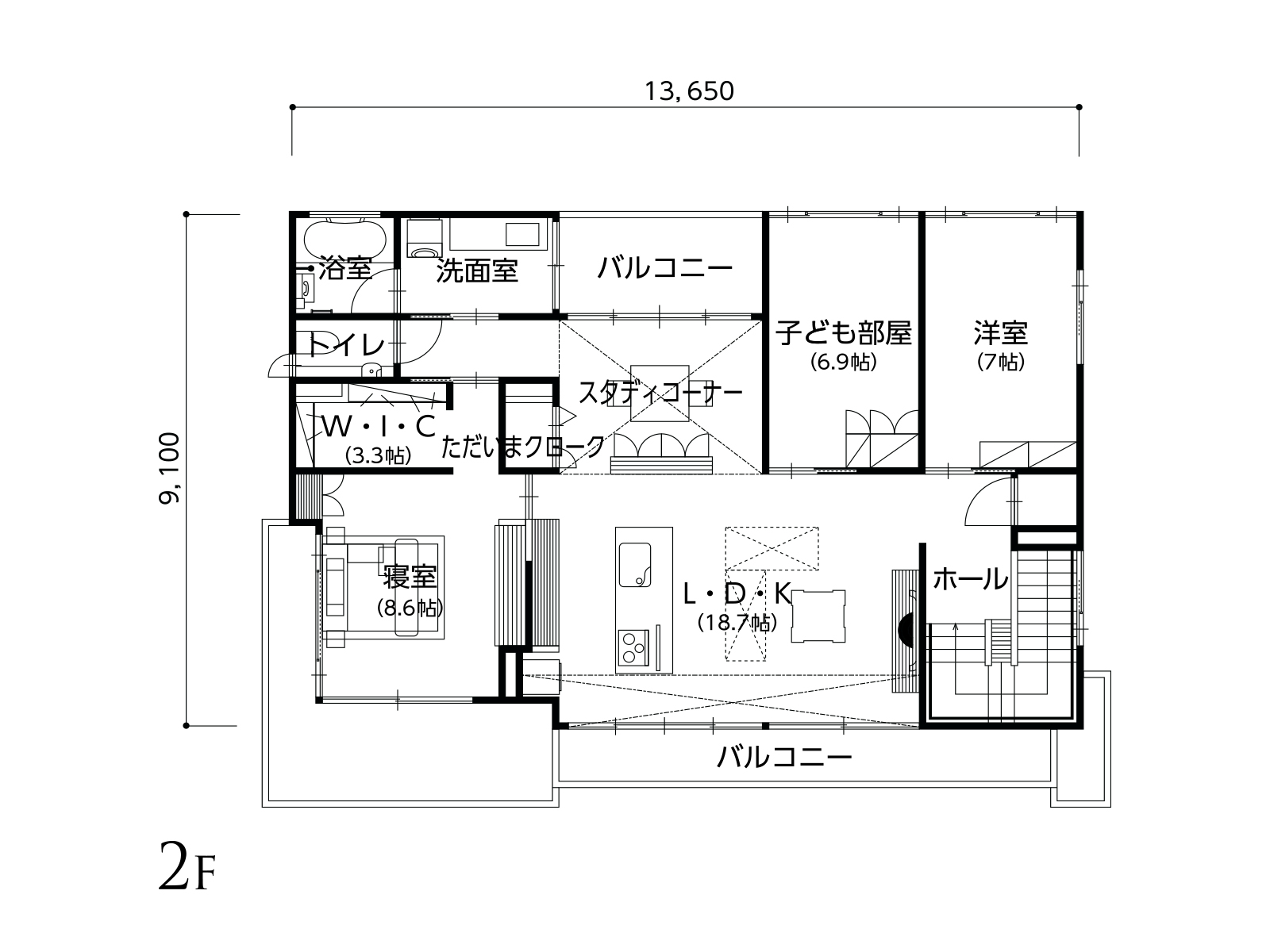 【つくば学園の森】の間取り2F