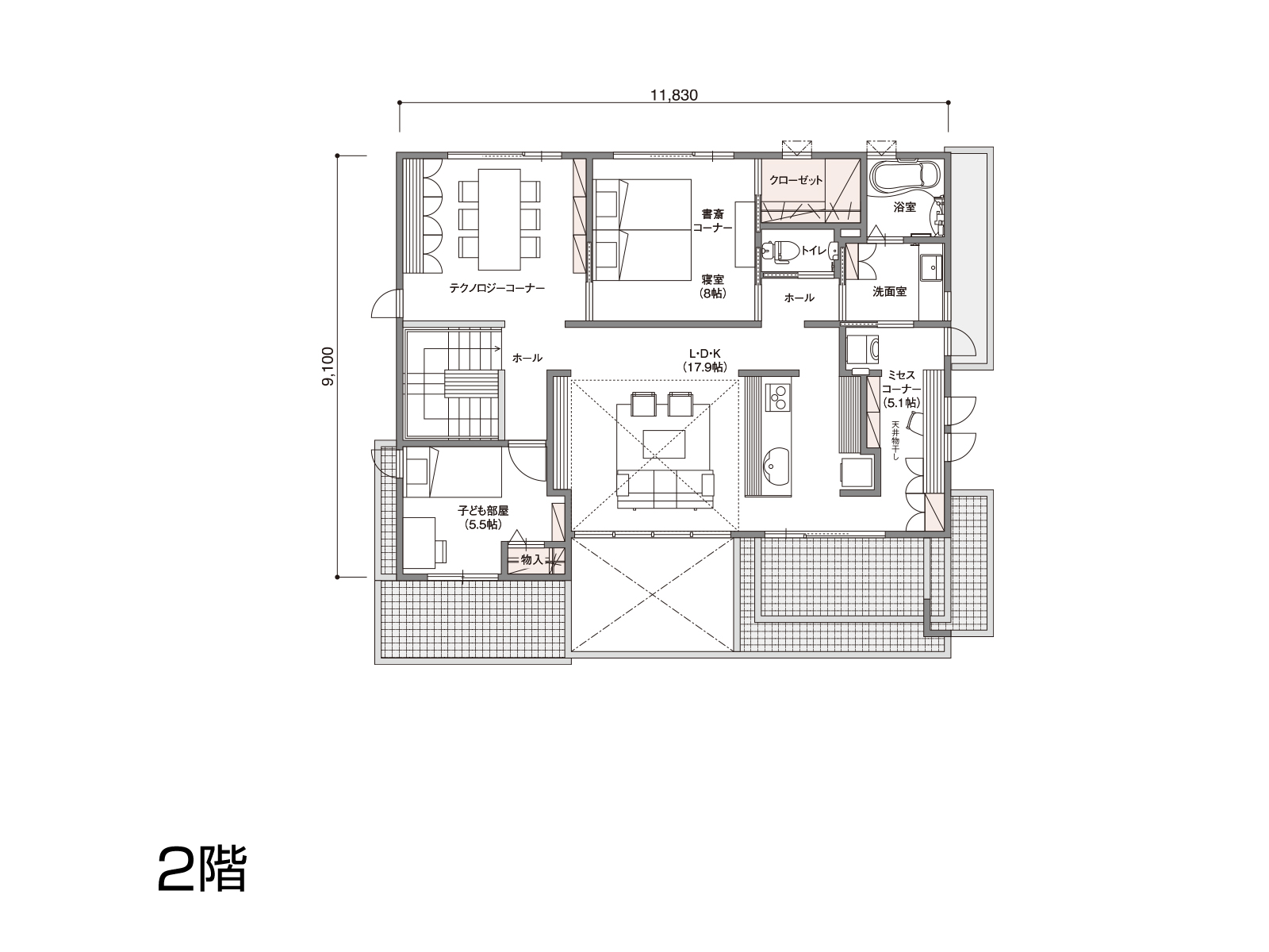 【かしわ沼南】の間取り2F