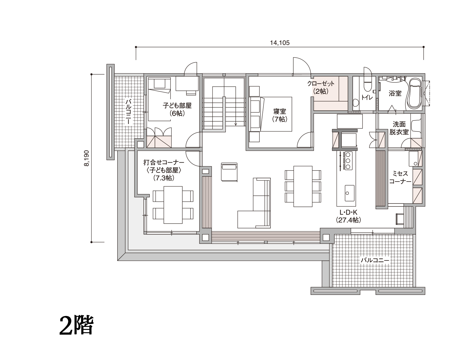 【平清水】の間取り2F