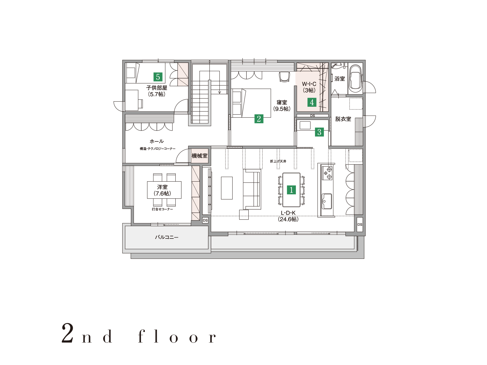 【北熊本】の間取り2F