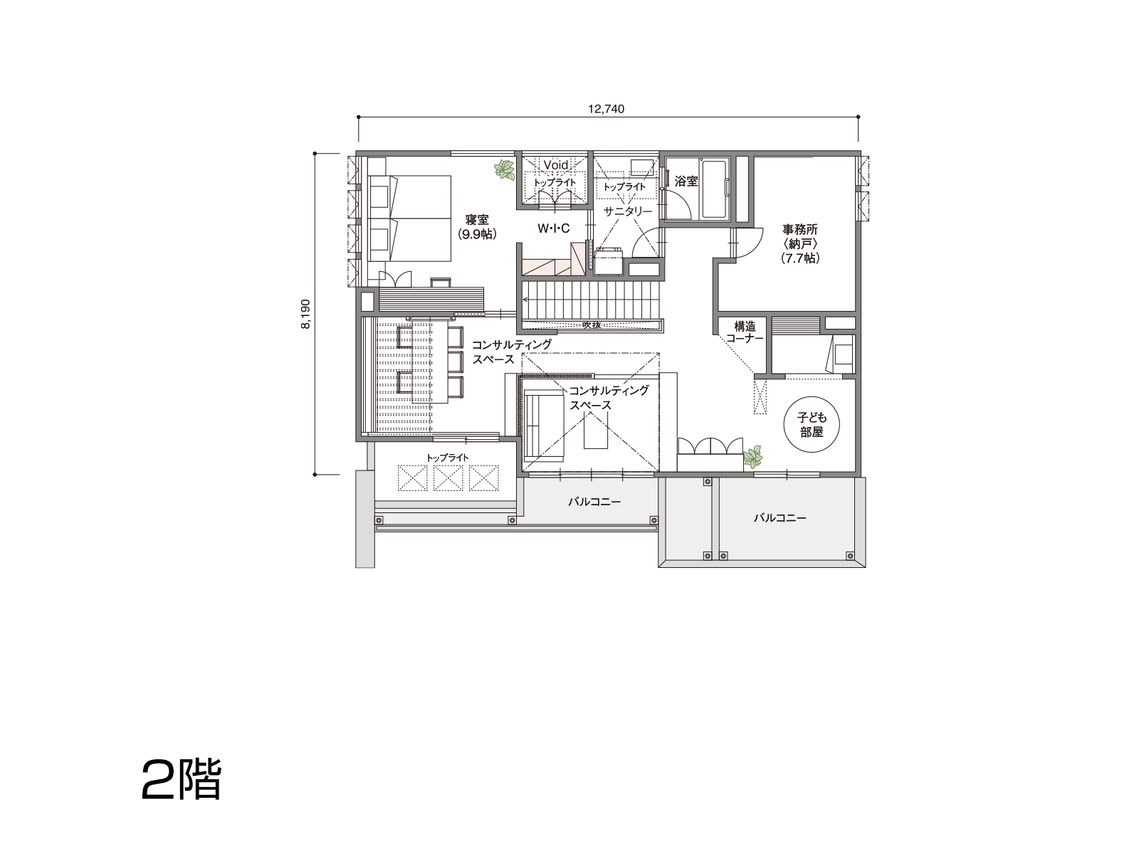 【万代八千代】の間取り2F