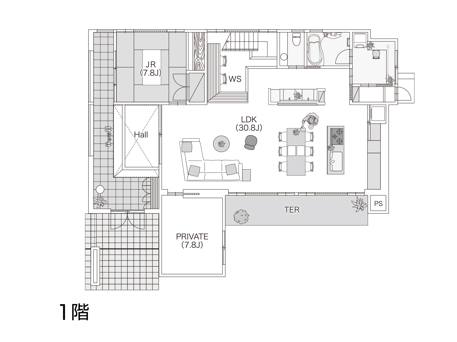 【hitマリナ通り第２】の間取り1F
