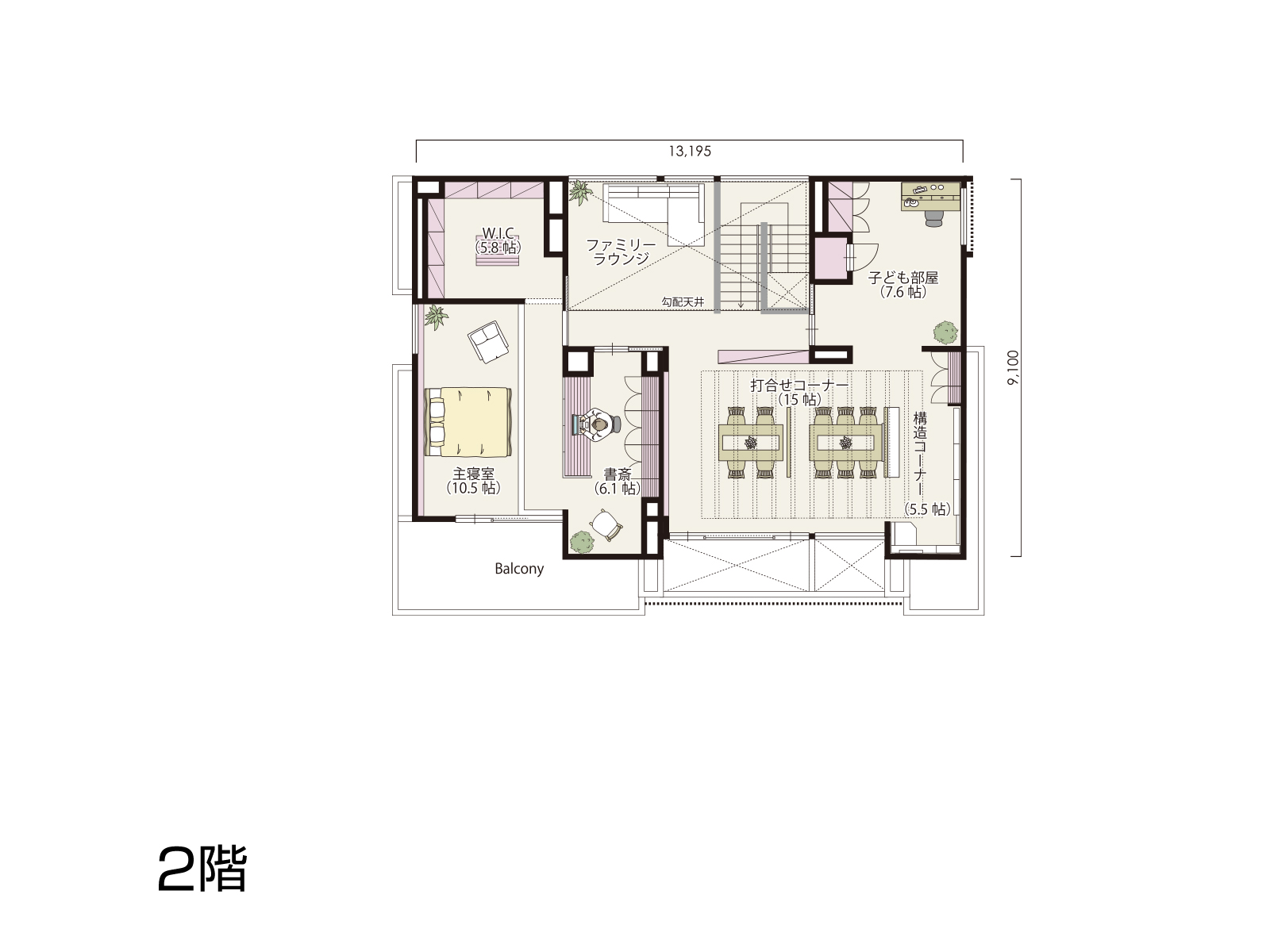 【アルプわさだ】の間取り2F