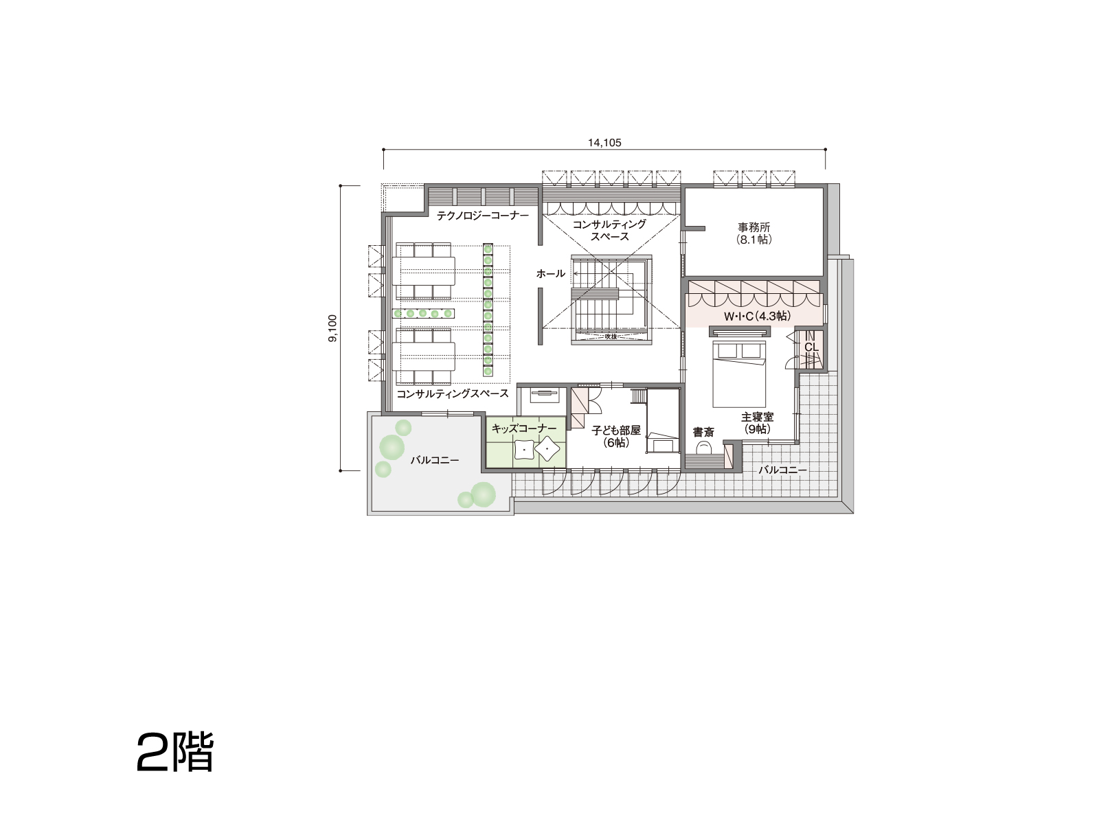 【盛岡】の間取り2F