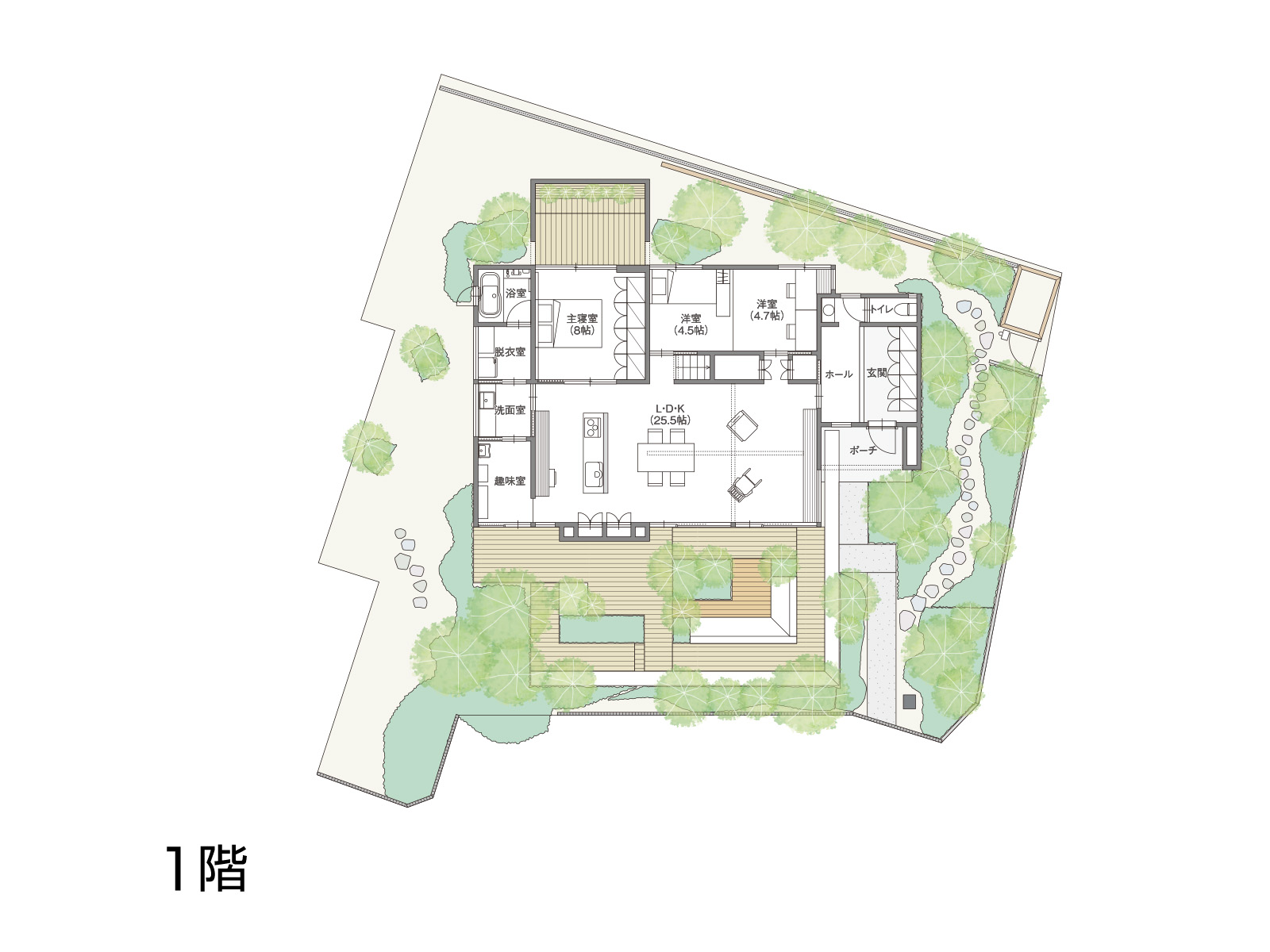 【米子(木の家Lab.)】の間取り1F