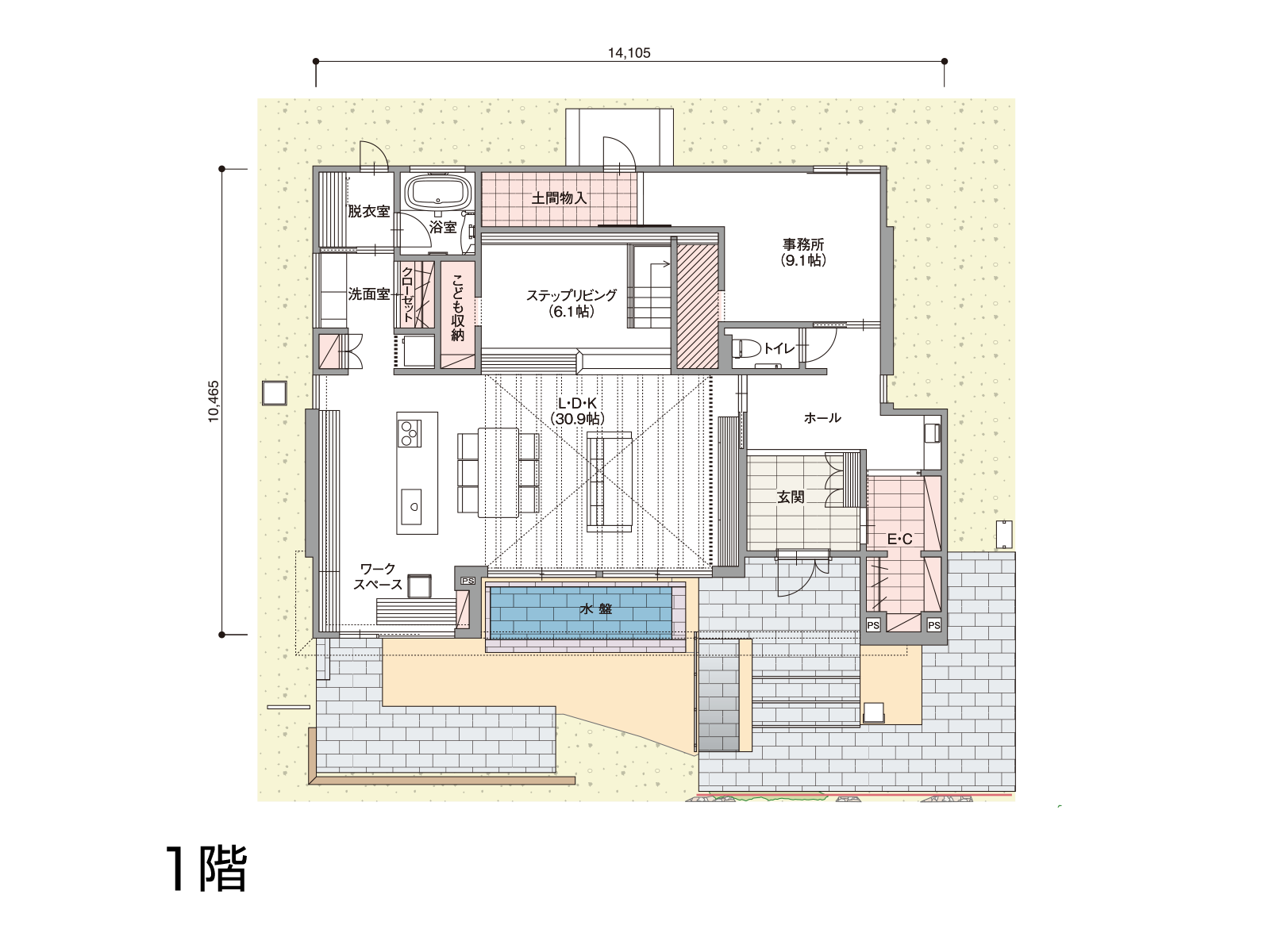 【長町モールサイド】の間取り1F