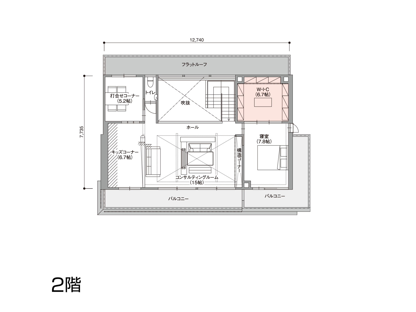 【長町モールサイド】の間取り2F