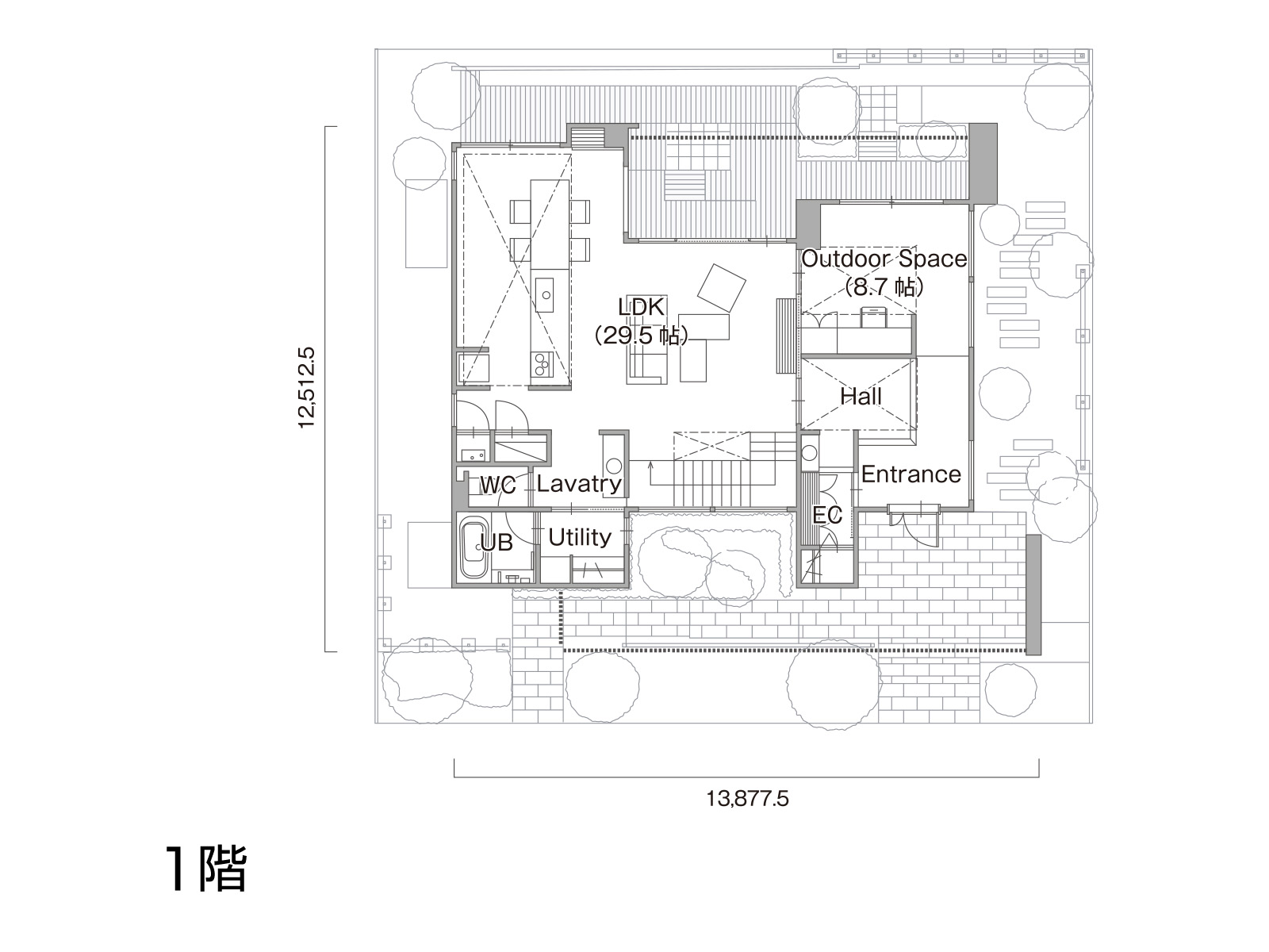 【宮の沢】の間取り1F