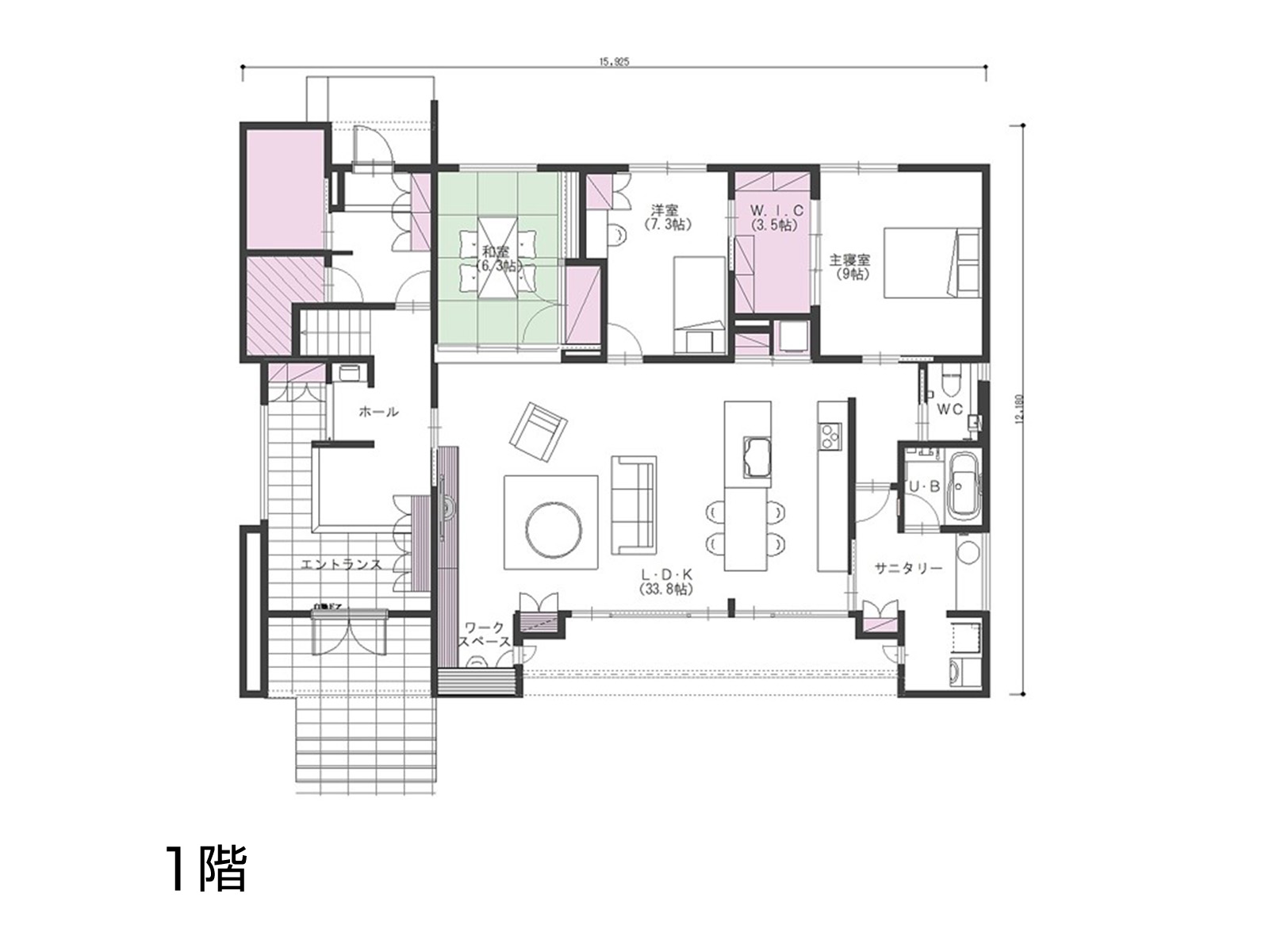 【いわき】の間取り1F