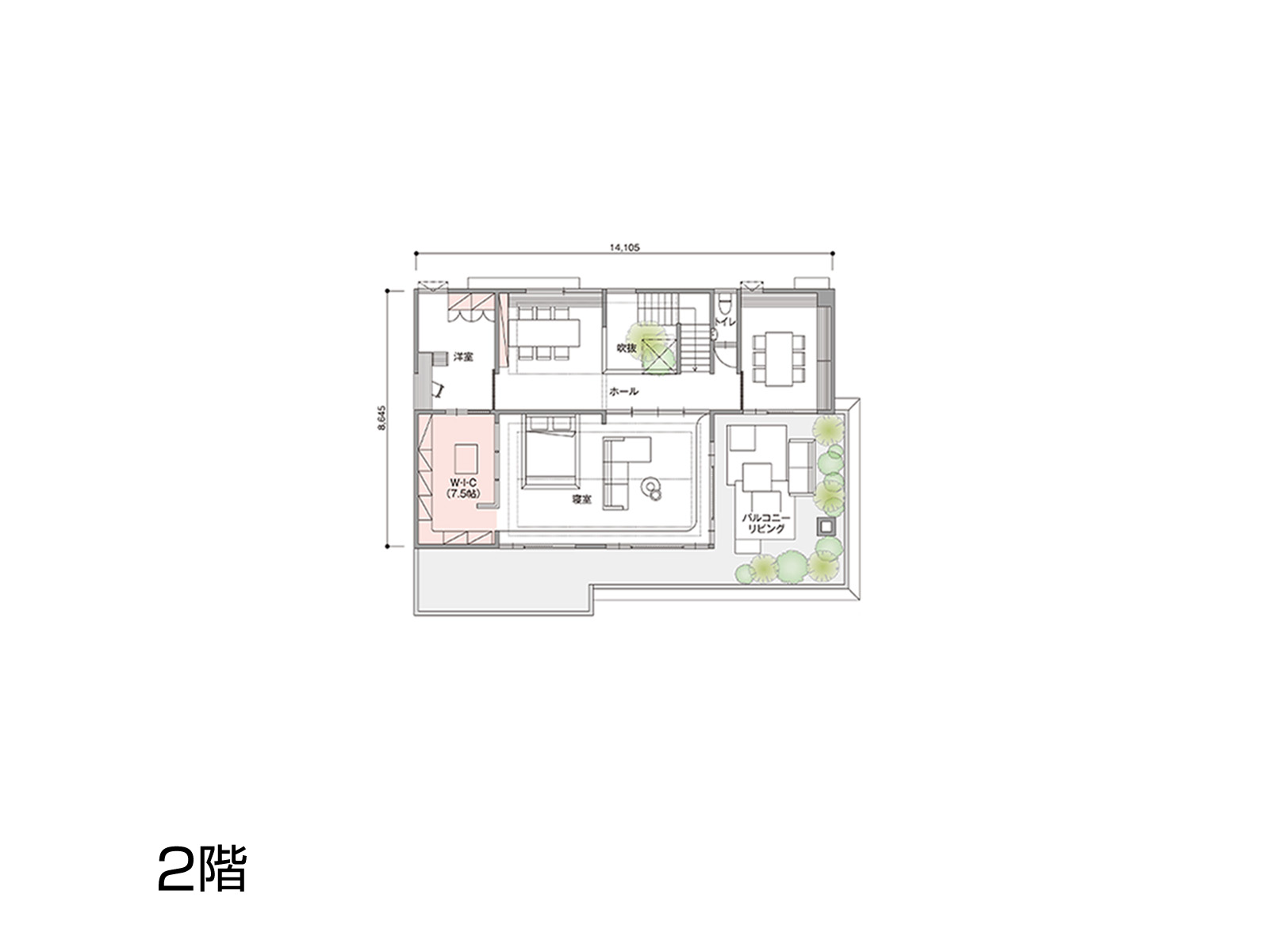 【なとりりんくう】の間取り2F