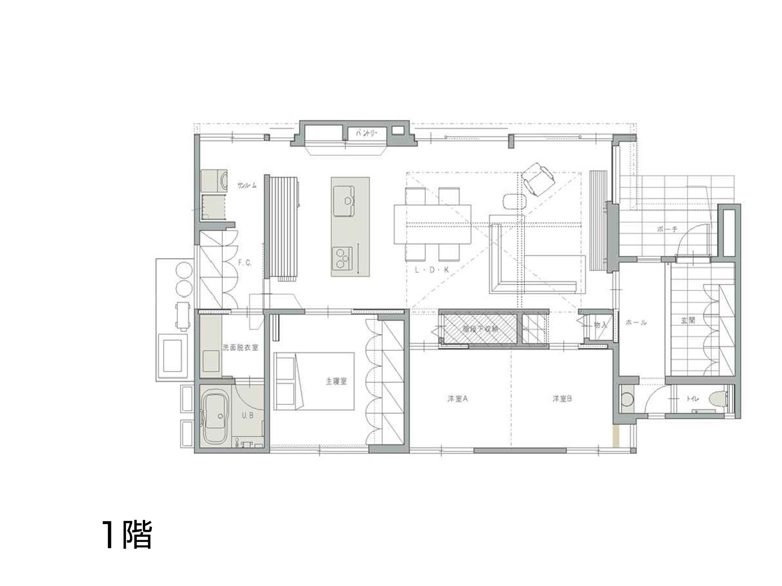 【福井リアルサイズ】の間取り1F