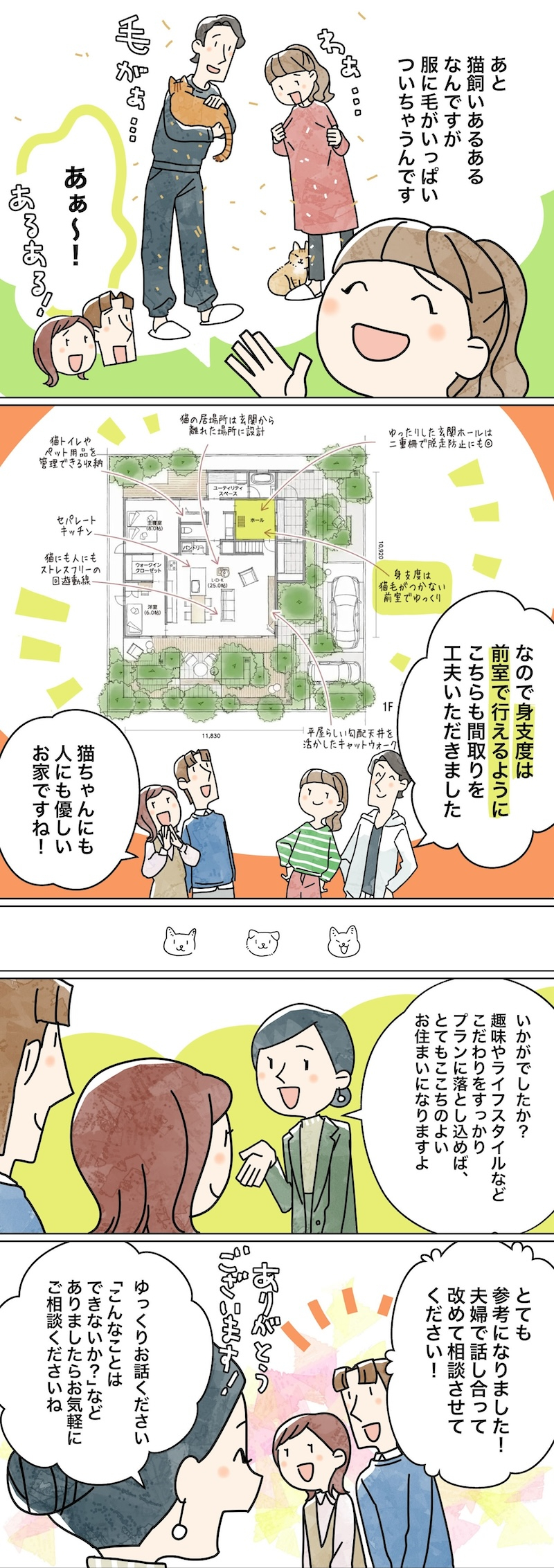 漫画でわかる！「初めての家づくり」㊶～平屋を楽しむ　ライフスタイル提案　STYLE:04 ネコトスゴス～4