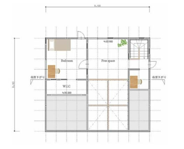 1.5階建ての注文住宅の間取りの1.5階部分
