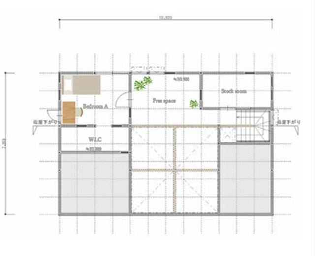 1.5階建ての注文住宅の間取りの1.5階部分