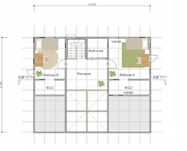 1.5階建ての注文住宅の間取りの1.5階部分